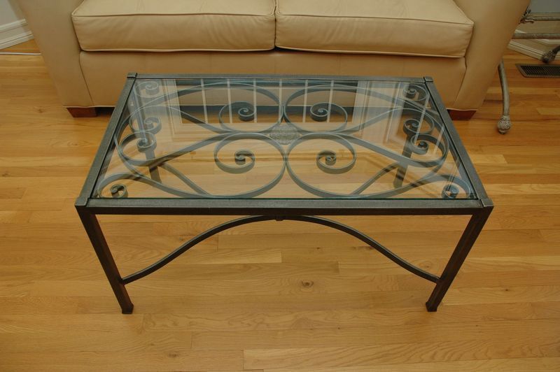 ethan allen coffee table glass top