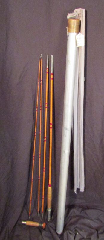 Lot - 8 1/2' MONTAGUE 'FLASH' FLY ROD, 3-SECTION, SPARE TIP, IN ORIGINAL  BAG W/ FIBER TUBE AND LABEL